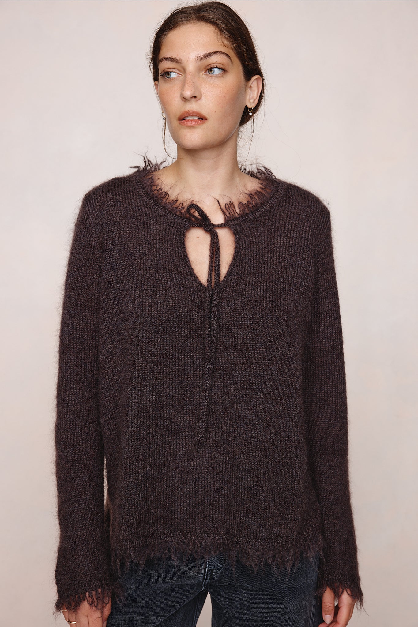 FRAYED GABRIELLE JUMPER - TAPENADE