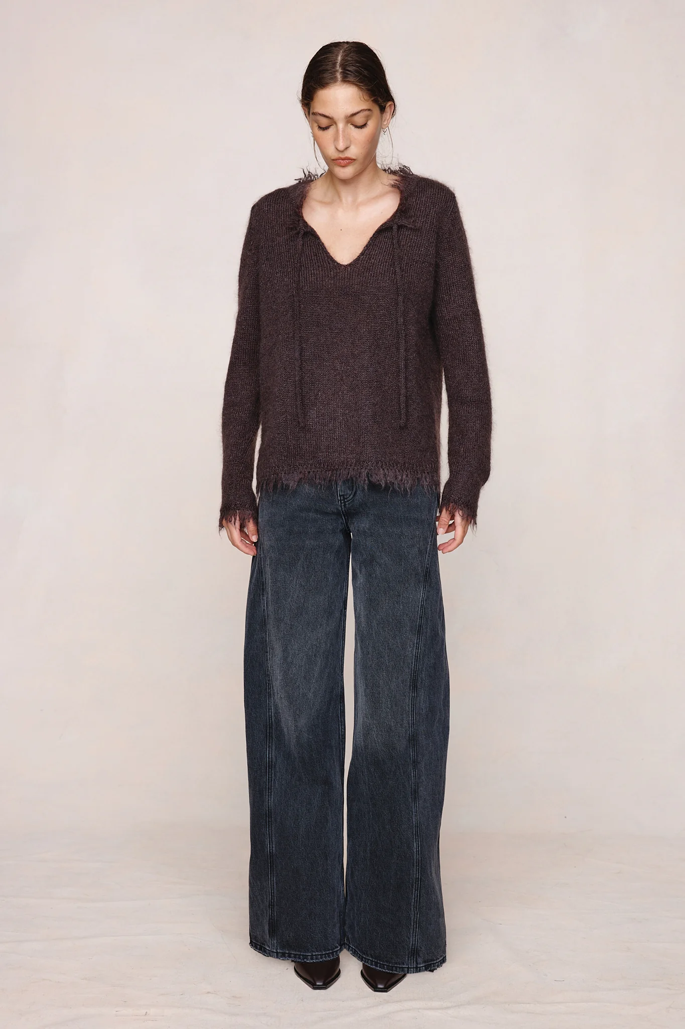 FRAYED GABRIELLE JUMPER - TAPENADE - Image 2