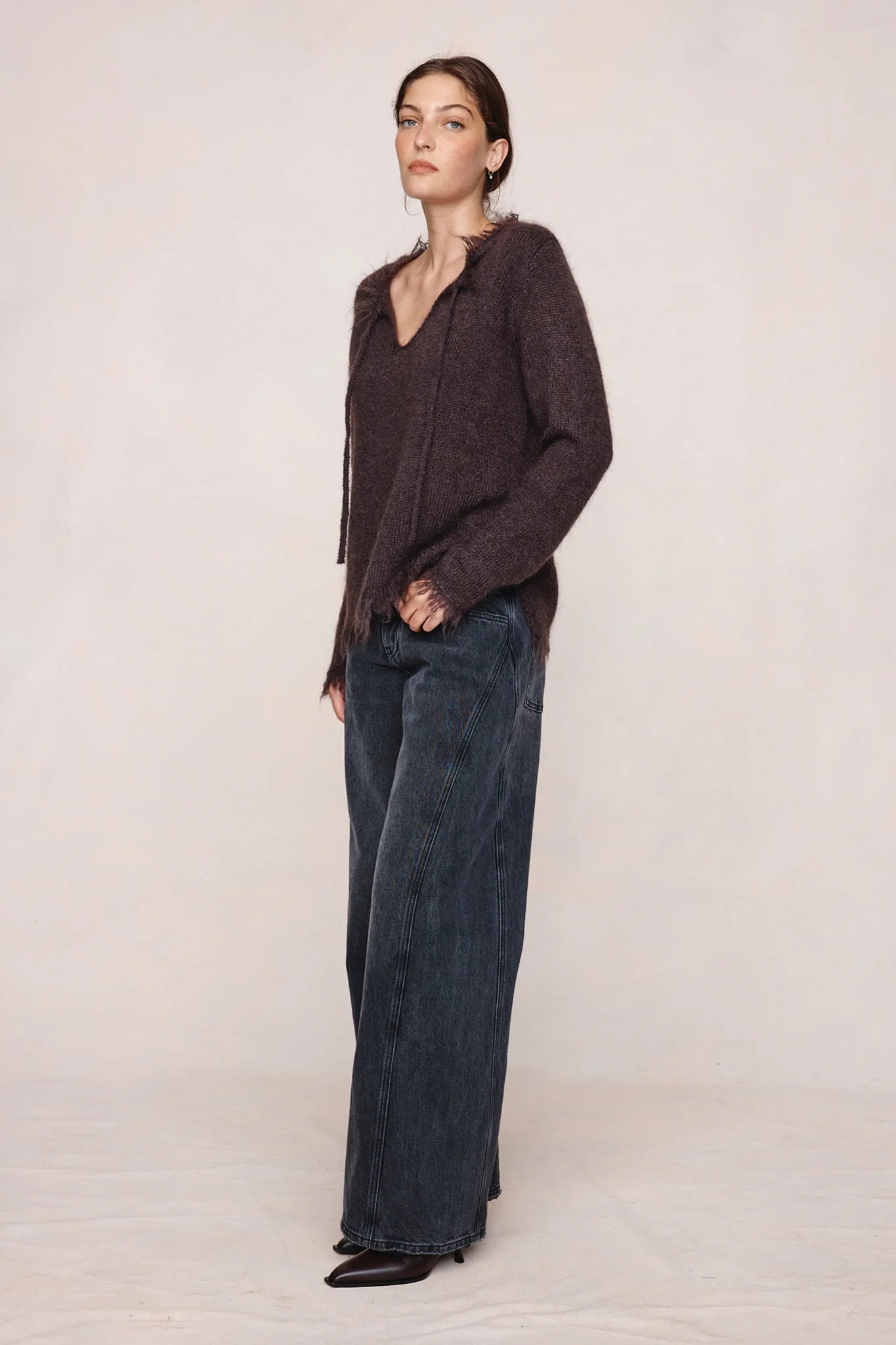 FRAYED GABRIELLE JUMPER - TAPENADE - Image 3
