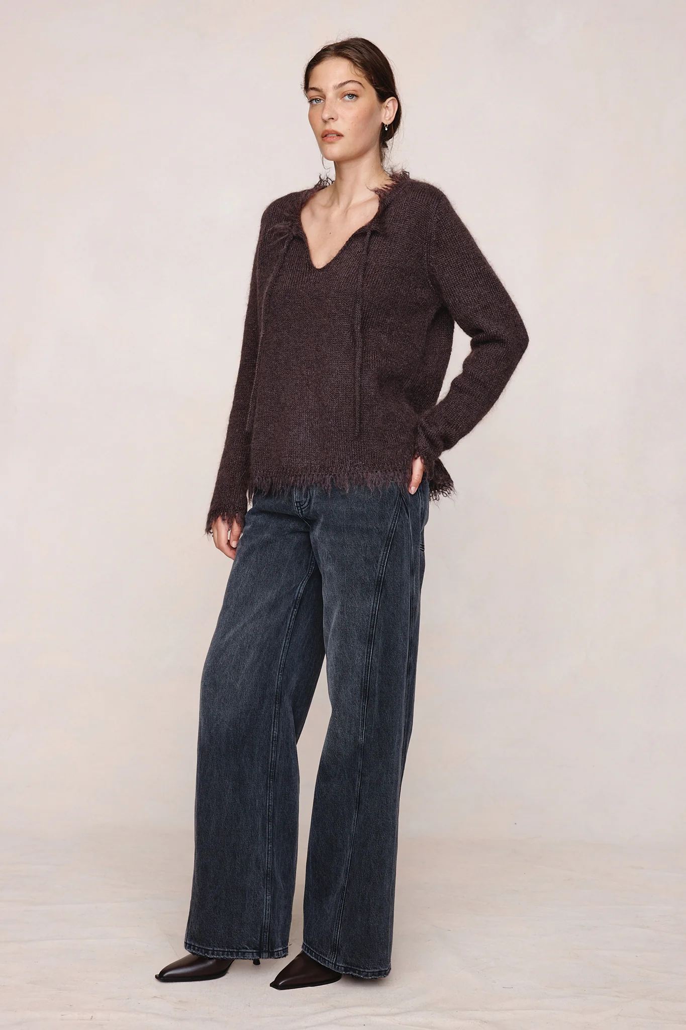 FRAYED GABRIELLE JUMPER - TAPENADE - Image 4