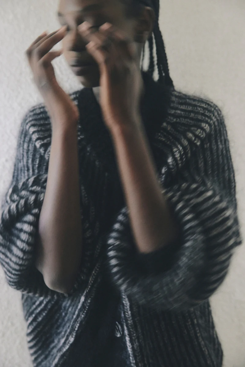 JASPER CARDIGAN - BLACK / GREIGE - Image 6