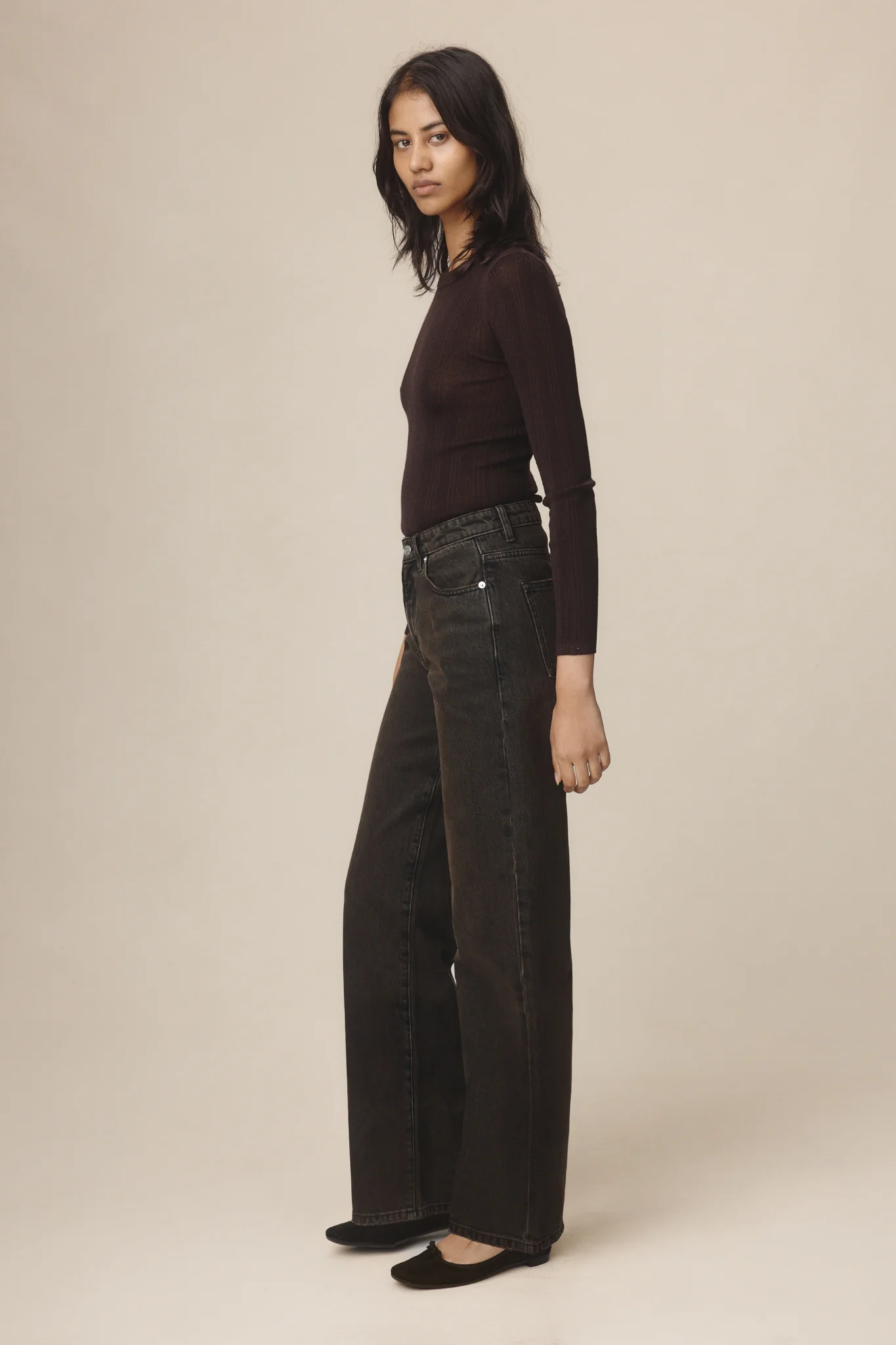 WIDE LEG JEAN - TOBACCO - Image 4