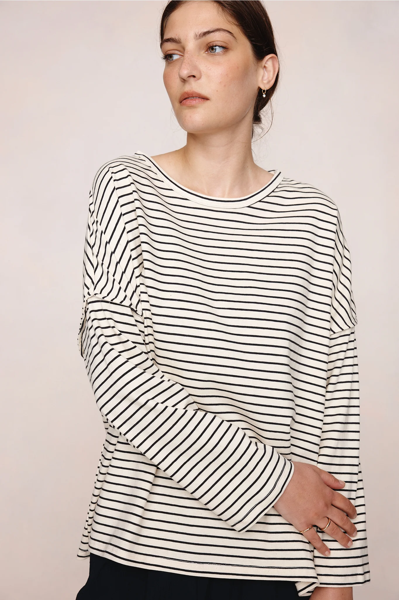 YELENA TEE - IVORY / BLACK STRIPE - Image 2